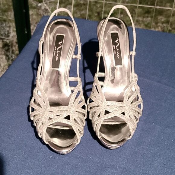 Nina Silver Sparkling Strappy heels - Picture 2 of 7